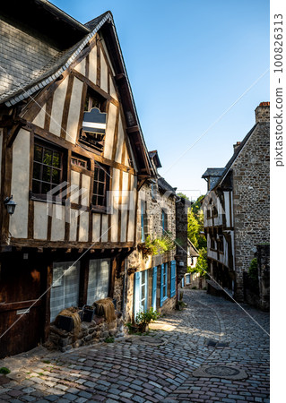 Breton Village Dinan With Narrow Alleys And Half-Timbered Houses In Department Ille et Vilaine In Brittany, France 100826313