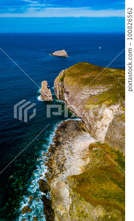 Spectacular Cliffs At Atlantic Coast Of Cap Frehel In Brittany, France Spectacular Cliffs At Atlantic Coast Of Cap Frehel In Brittany, France 100826562