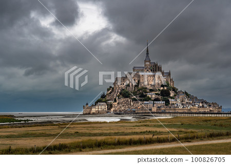 Cathedral At Mont Saint Michel, English Channel, Way of St. James, Route of Santiago de Compostela, Normandy, France Cathedral At Mont Saint Michel, English Channel, Way of St. James, Route of Santiago de Compostela, Normandy, France 100826705