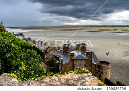 Cathedral At Mont Saint Michel, English Channel, Way of St. James, Route of Santiago de Compostela, Normandy, France 100826796