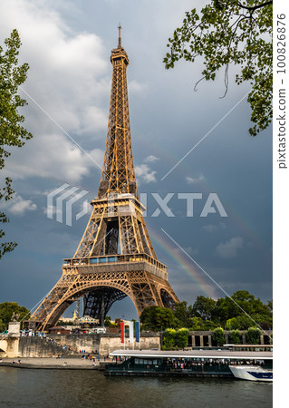 Famous Eiffel Tower (Tour Eiffel) With Rainbow And River Seine In The Capital Of France Paris Famous Eiffel Tower (Tour Eiffel) With Rainbow And River Seine In The Capital Of France Paris 100826876