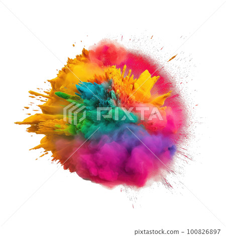 Vivid colorful powder splash. Illustration AI Generative 100826897