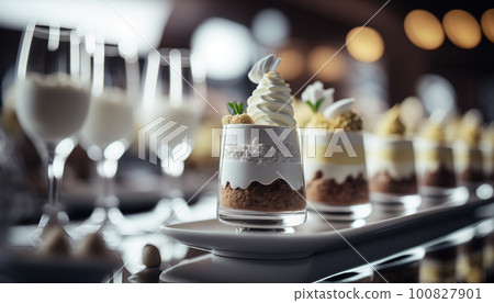 buffet with sweets desserts and pastries in a restaurant  .Generative AI 100827901