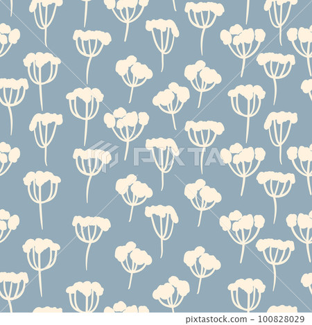 Seamless floral pattern based on traditional folk art ornaments. Colorful small flowers on color background. Doodle vector illustration. Simple minimalistic pattern. Design for fabric, textile 100828029