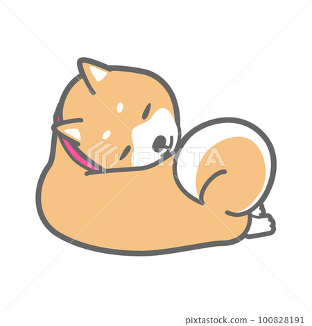 Shiba Inu 小睡的矢量圖解 100828191