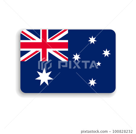 Australia flag - flat vector rectangle with rounded corners and dropped shadow. Australia flag - flat vector rectangle with rounded corners and dropped shadow. 100828232