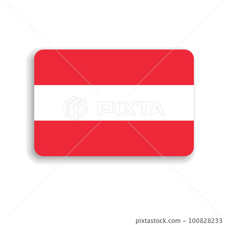 Austria flag - flat vector rectangle with rounded corners and dropped shadow. 100828233