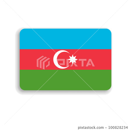Azerbaijan flag - flat vector rectangle with rounded corners and dropped shadow. Azerbaijan flag - flat vector rectangle with rounded corners and dropped shadow. 100828234