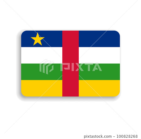 Central African Republic flag - flat vector rectangle with rounded corners and dropped shadow. 100828268