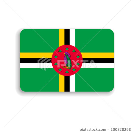 Dominica flag - flat vector rectangle with rounded corners and dropped shadow. 100828298