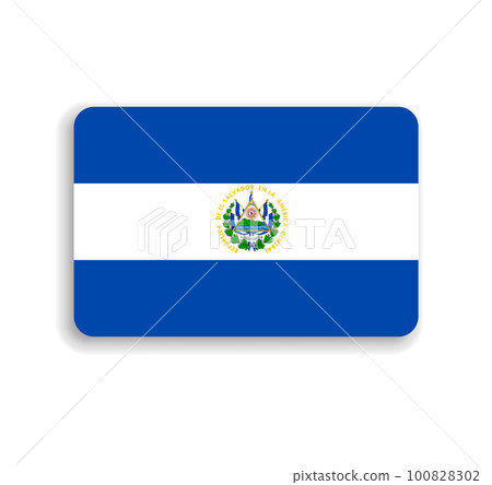 El Salvador flag - flat vector rectangle with rounded corners and dropped shadow. El Salvador flag - flat vector rectangle with rounded corners and dropped shadow. 100828302