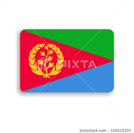 Eritrea flag - flat vector rectangle with rounded corners and dropped shadow. Eritrea flag - flat vector rectangle with rounded corners and dropped shadow. 100828304