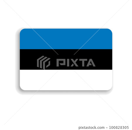 Estonia flag - flat vector rectangle with rounded corners and dropped shadow. 100828305