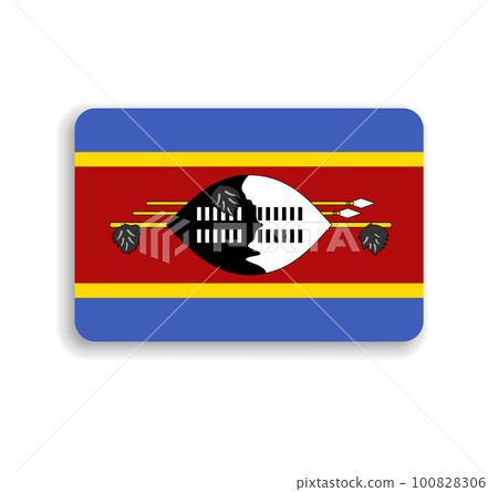 Eswatini flag - flat vector rectangle with rounded corners and dropped shadow. 100828306
