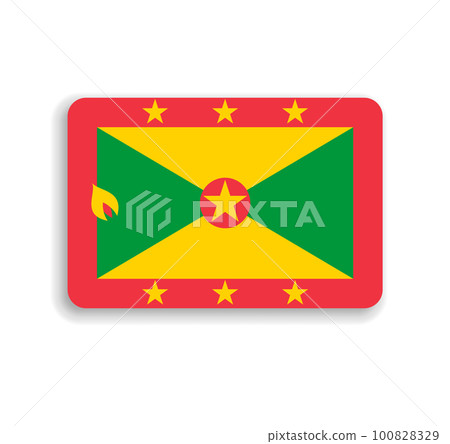 Grenada flag - flat vector rectangle with rounded corners and dropped shadow. Grenada flag - flat vector rectangle with rounded corners and dropped shadow. 100828329