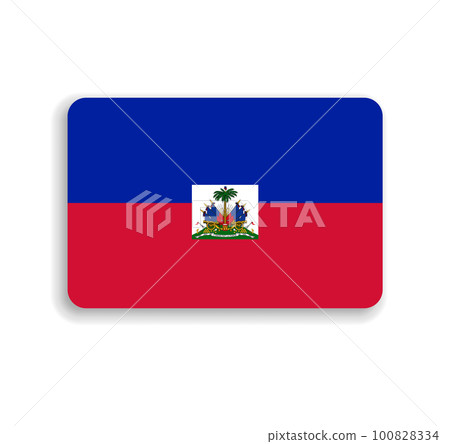 Haiti flag - flat vector rectangle with rounded corners and dropped shadow. Haiti flag - flat vector rectangle with rounded corners and dropped shadow. 100828334