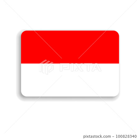 Indonesia flag - flat vector rectangle with rounded corners and dropped shadow. 100828340