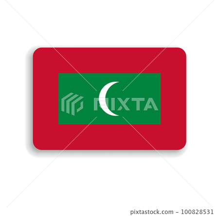 Maldives flag - flat vector rectangle with rounded corners and dropped shadow. 100828531