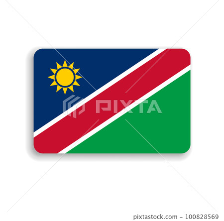 Namibia flag - flat vector rectangle with rounded corners and dropped shadow. 100828569
