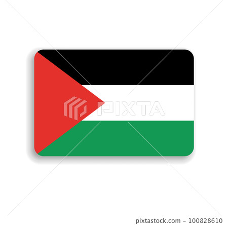 Palestine flag - flat vector rectangle with rounded corners and dropped shadow. Palestine flag - flat vector rectangle with rounded corners and dropped shadow. 100828610