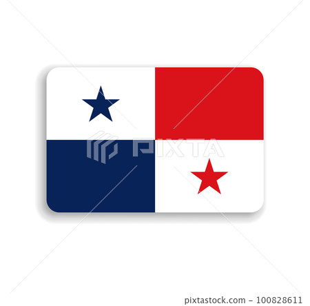 Panama flag - flat vector rectangle with rounded corners and dropped shadow. Panama flag - flat vector rectangle with rounded corners and dropped shadow. 100828611
