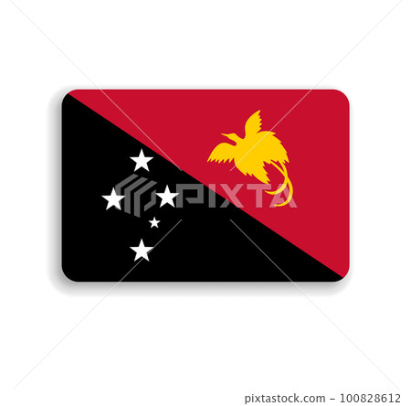 Papua New Guinea flag - flat vector rectangle with rounded corners and dropped shadow. 100828612
