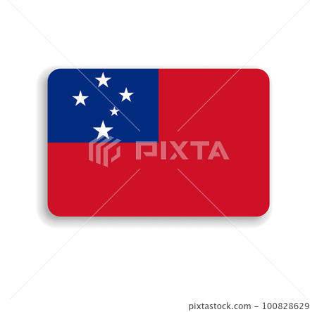 Samoa flag - flat vector rectangle with rounded corners and dropped shadow. Samoa flag - flat vector rectangle with rounded corners and dropped shadow. 100828629