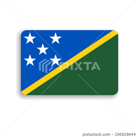 Solomon Islands flag - flat vector rectangle with rounded corners and dropped shadow. 100828644