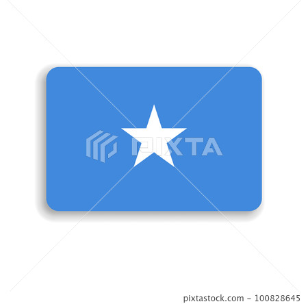 Somalia flag - flat vector rectangle with rounded corners and dropped shadow. 100828645
