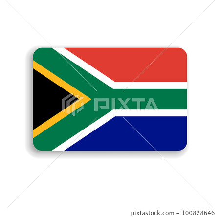 South Africa flag - flat vector rectangle with rounded corners and dropped shadow. 100828646
