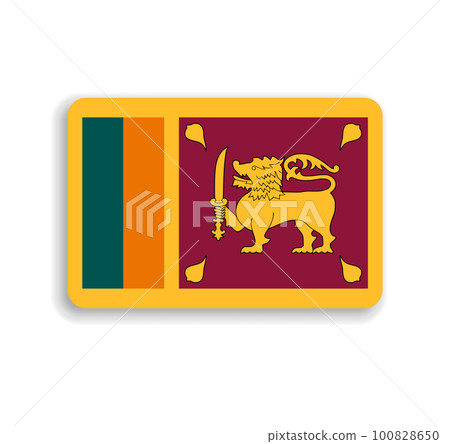 Sri Lanka flag - flat vector rectangle with rounded corners and dropped shadow. Sri Lanka flag - flat vector rectangle with rounded corners and dropped shadow. 100828650