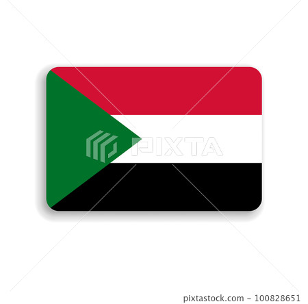 Sudan flag - flat vector rectangle with rounded corners and dropped shadow. Sudan flag - flat vector rectangle with rounded corners and dropped shadow. 100828651