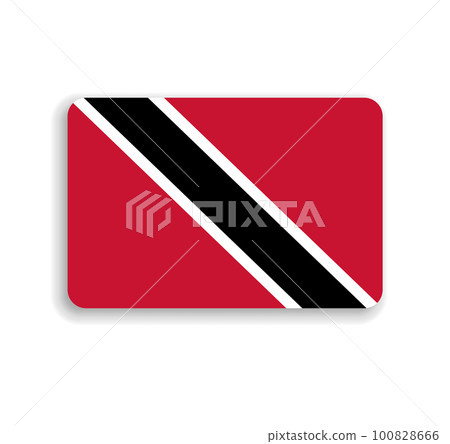 Trinidad and Tobago flag - flat vector rectangle with rounded corners and dropped shadow. Trinidad and Tobago flag - flat vector rectangle with rounded corners and dropped shadow. 100828666