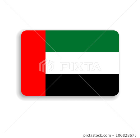 United Arab Emirates flag - flat vector rectangle with rounded corners and dropped shadow. 100828673