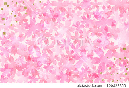 Background material watercolor cherry blossom hand-painted pink gold leaf 100828833