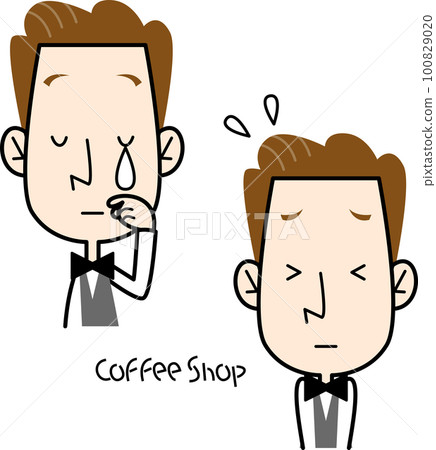 男性咖啡館店員姿勢設置 3 100829020