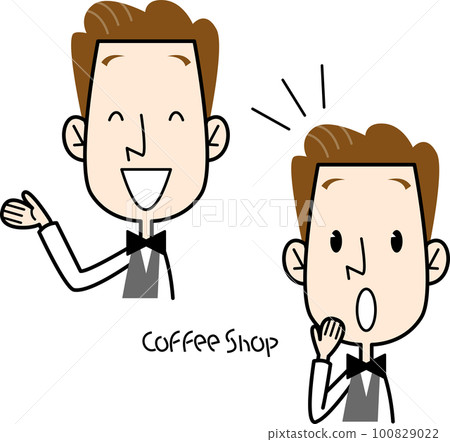 男性咖啡館店員姿勢設置 4 100829022