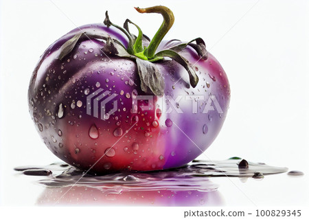 Isolated Cherokee Purple Tomato on a white background. 100829345