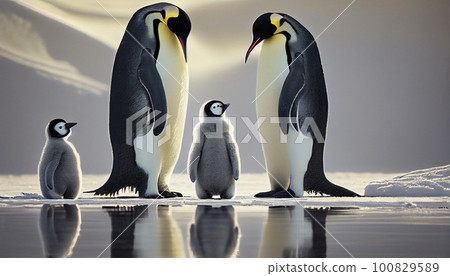 Emperor Penguins with chick Emperor Penguins with chick 100829589
