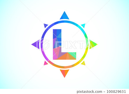 Polygonal alphabet in a compass. Low poly style compass logo sign symbol. Vector logo design Polygonal alphabet in a compass. Low poly style compass logo sign symbol. Vector logo design 100829631