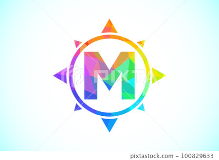 Polygonal alphabet in a compass. Low poly style compass logo sign symbol. Vector logo design Polygonal alphabet in a compass. Low poly style compass logo sign symbol. Vector logo design 100829633