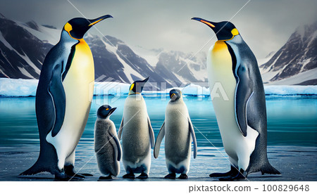 Emperor Penguins with chick Emperor Penguins with chick 100829648