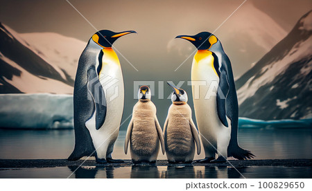 Emperor Penguins with chick Emperor Penguins with chick 100829650