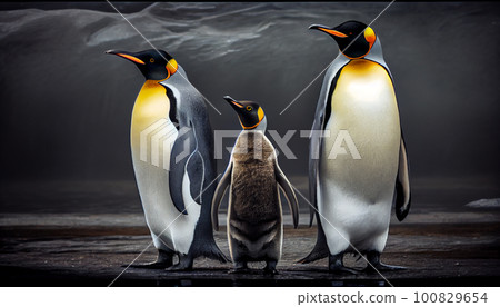 Emperor Penguins with chick Emperor Penguins with chick 100829654