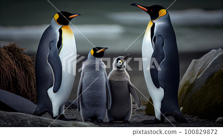 Emperor Penguins with chick Emperor Penguins with chick 100829872