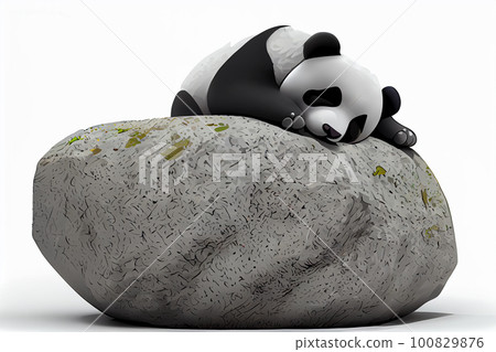 Adorable giant panda bear sleeping 100829876