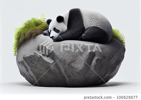 Adorable giant panda bear sleeping 100829877