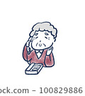 Illustration of grandma making a phone call 100829886