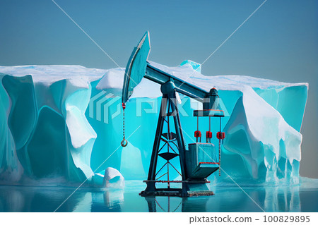 Offshore oil drilling platform on iceberg-插圖素材 [100829895] - PIXTA圖庫
