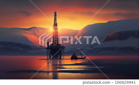 Offshore oil drilling platform 100829941